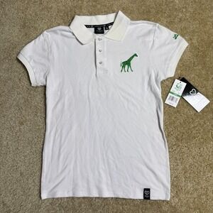 Y2K VTG NEW Luxirie By LRG Polo Shirt‎ Youth L White Giraffe Logo NWT